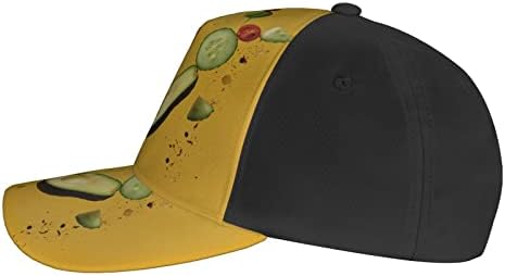 שונים ירקות מודפס בייסבול כובע, מתכוונן אבא כובע, מתאים לכל מזג האוויר ריצה ופעילויות חוצות שחור