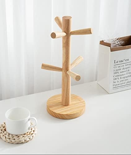 עץ ספל עץ מחזיק ספל מתלה שולחן מחזיק מעמד עץ מתלה כוס מחזיק ספל תה עץ סטנד מטבח כוס עץ ווים
