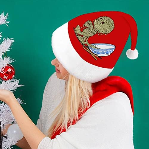 למיאן אטריות חג המולד כובע סנטה קלאוס כובעי קצר קטיפה עם לבן חפתים לגברים נשים חג המולד חג מסיבת קישוטים