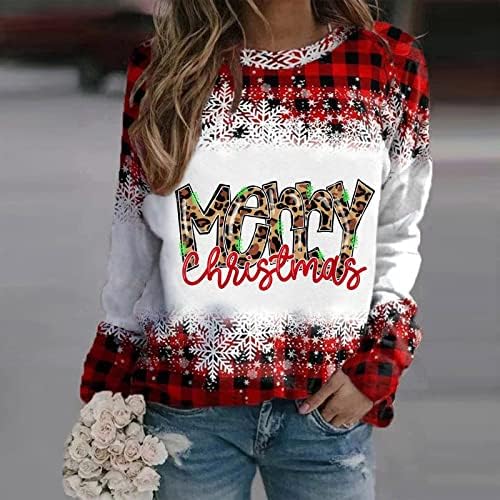 פנדרים סוודר חולצות לנשים חג המולד הדפסת ברדס צוואר חולצות חם גדול נשים ארוך שרוול חולצות