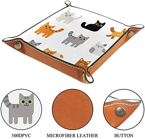 אייסו שרות מגש קריקטורה חתולי סט הדפסת עור תכשיטי מגשי ארגונית תיבת עבור ארנקים, שעונים, מפתחות,
