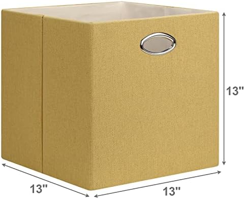 פחי אחסון קוביית קוביות פוספיקה 13 × 13 קופסה מתקפלת בד עם ידיות, סט הארגון המתקפל סט של 4 מגירת קיבולת גדולה לארון