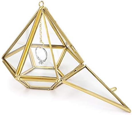 תכשיטי טבעת תצוגת מחזיק - זכוכית טבעת מחזיק גיאומטרי זכוכית טבעת תכשיטי תיבת חתונה נושא טבעת