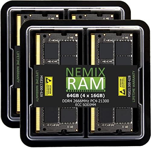 ערכת 64GB 4x16GB DDR4-2666 PC4-21300 ECC SODIMM 2RX8 שדרוג זיכרון על ידי NEMIX RAM