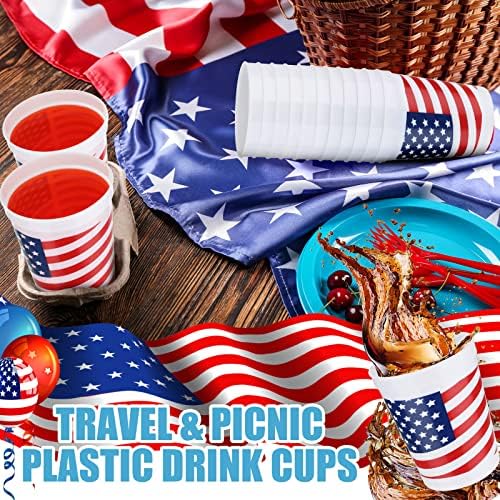 32 יח 'כוס פלסטיק פטריוטי כוסות דגל אמריקאי כוסות יום עבודה כוס שתייה ל -4 ביולי כוכב כוס אדום