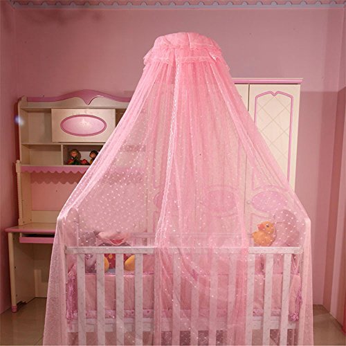 מיטת תינוק מיטת חופה כיפת כילה נגד יתושים עם קליפ על מעמד, ורוד
