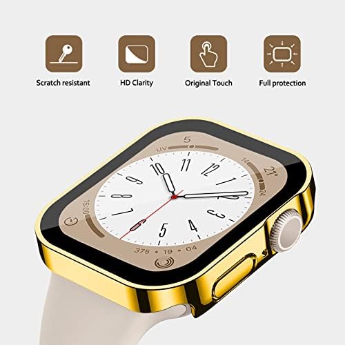 למארז Apple Watch 44 ממ, נרתיק קשה עם מגן מסך זכוכית מחוסמת, כיסוי צפייה עבור Apple Watch SE 6