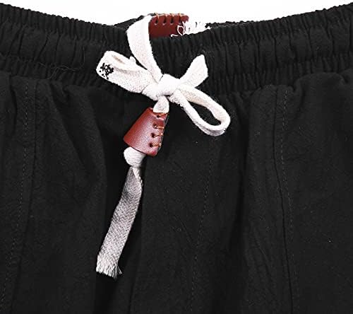 מכנסי הרמון המפשטים לגברים של UBST מכנסי כותנה פשתן כותנה מכנסי יוגה רחבים מכנסיים מכנסיים מחודדים מזדמנים