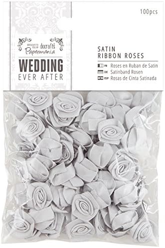 Docraftts Papermania אי פעם אחרי Roid Roides Roses 15mm 100/pkg-silver satin, כסף