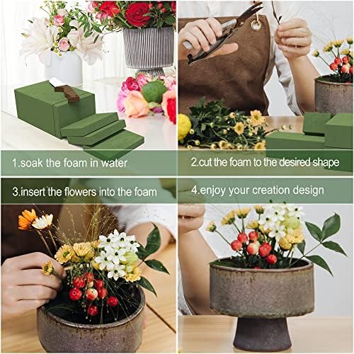 4 חתיכות אבני קצף פרחוניות לפרחים טריים ומלאכותיים, לבני קצף מלבן למלאכות, סידור פרחים, קישוטים לחתונה