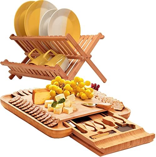 לוח גבינת במבוק ומתלה ייבוש כלים מתקפל