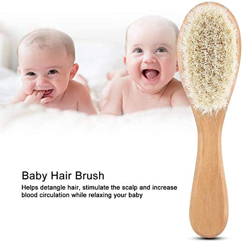 תינוק ראש מברשת, ילדים רך טבעי עיזים שיער מסרק עץ זיפי תינוקות עיסוי לשפשף כלי יילוד מקלחת