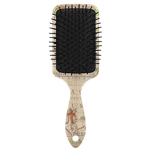 מברשת שיער של כרית אוויר של VIPSK, מפת עולם רטרו צבעונית פלסטיק, עיסוי טוב מתאים ומברשת שיער מתנתקת