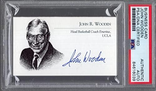 ג'ון וודן חתום על כרטיס ביקור UCLA מאמן כדורסל PSA Slabbed - כדורסל במכללות עם חתימה