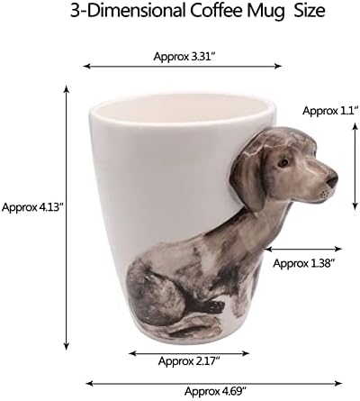 אישית ספל קרמיקה חרס מצויר ביד בעלי החיים 3-ממדי קפה ספל, כלב נסיעות כוס,חידוש כוס עבור כלב אוהבים