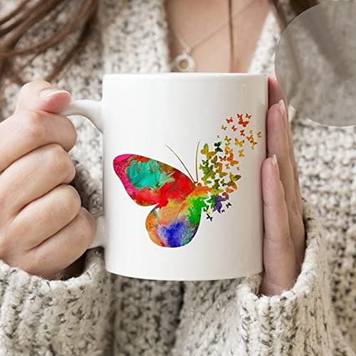 קליג ' י בצבעי מים פרפר ספלי קפה מצחיקים לנשים גברים, אוהבי פרפרים, ספל פרפר כוסות קפה ספלי קרמיקה,