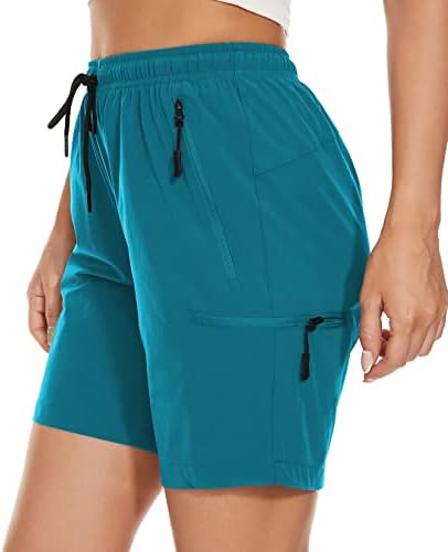 מכנסי מטען לנשים של יואני, מכנסיים קצרים בקיץ קלים מהיר יבש לנשים מטיילים גולף אתלטי עם כיסי רוכסן
