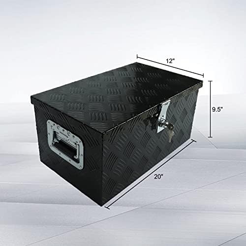 BCHSADVB 20 X12 X9.5 טנדר אלומיניום שחור מיטת מיטת תא המטען קרוואן קרוואן לשון קופסת כלים עם מנעול
