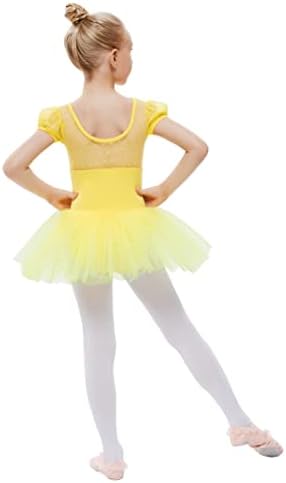 ליונג'י בנות בלט גנזים טוטו שמלת ריקוד קצרה שרוול נפוח מתוקה לבגדי ריקוד בלרינה 3-12Y