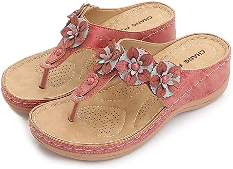 נעלי בית לנשים של קשת תמיכה קליפ הבוהן כפכפים פרחים אורטופדי טריז סנדלי קיץ אופנה מזדמן נעלי בית