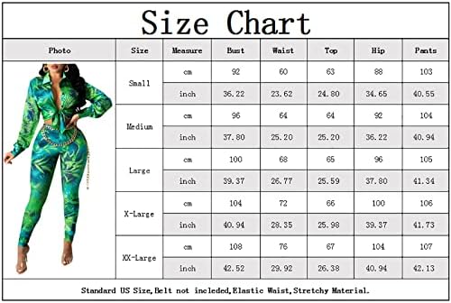 Yousexy 2 חלקים מערכות מכנסיים לנשים להדפיס פרחוני תלבושות של תלבושות שרוול ארוכות