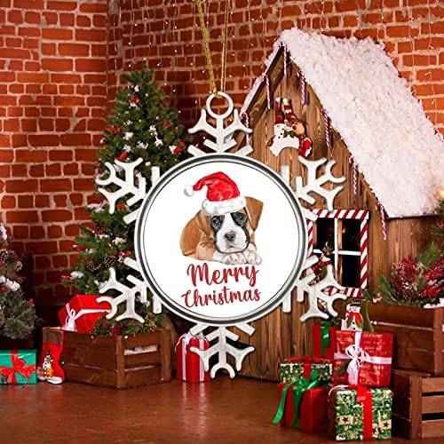 החג שמח כלב עץ קישוט קישוטי צבעי מים כלב עם סנטה כובע חג המולד קישוטי מערבי חג המולד צ 'או צ' או כלב חג המולד