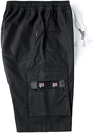 מכנסי מטען לגברים של ymosrh מכנסי כיס שרוך אופנה מכנסיים כותנה חמש נקודות מכנסיים סרבלים לשמלה לגברים
