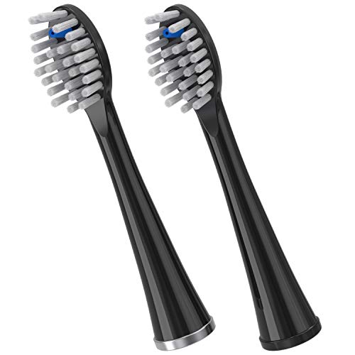 Waterpik גודל מלא החלפת ראשי מברשת למברשת שיניים Sonic-Fusion מברשת שיניים SFFB-2EB, 2 COUNT BLACK