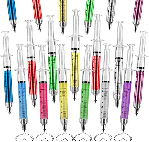 אומפ מזרק עטי אחות עטים, 24 יחידות 12 צבעים חידוש צבע עטים כדורי ציוד לבית ספר עטי סט עבור רפואי המפלגה טובות,
