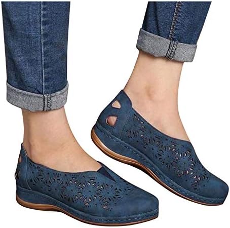 נעלי הליכה אורטופדיות של PGOJUNI, נעלי נשים שטוחות לנשים- נעלי נשים תומכות נוחות עם תמיכה קשת מדרסים