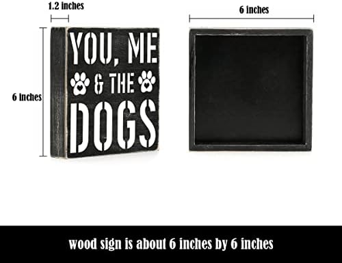 חובב כלבים מצחיק שלט עץ שלט עץ לוחית לך ואת כלבי העץ שלט עץ כפרי מדף בית שולחן כתיבה 6 x 6 x 1 אינץ '
