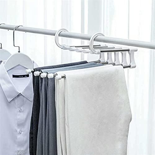 רב-פונקציה 5 ב -1 מכנסיים קולב נירוסטה מכנסיים מתכווננים מתלה מתלה לאחסון ארון בגדים מארגן בגדים