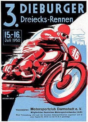 1950 משולש Dieburger מירוץ אופנועים - מגנט פרסום לקידום מכירות