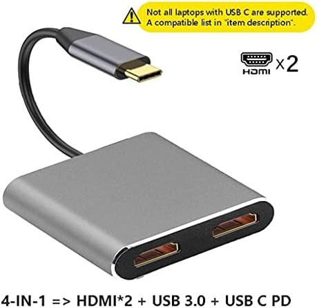 HGVVNM USB סוג C תחנת עגינה ניידת כפול HDMI מסך כפול תצוגה USB 3.0 מתאם רכזת רכזת