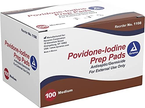 רפידות הכנה של Dynarex povidone -indine - חבילה של 100 רפידות