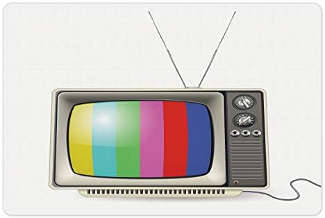 מחצלת לחיות מחמד של אמבסון 1970 למזון ומים, עיצוב טלוויזיה וינטג 'קווים צבעוניים אנכיים ומוטיב