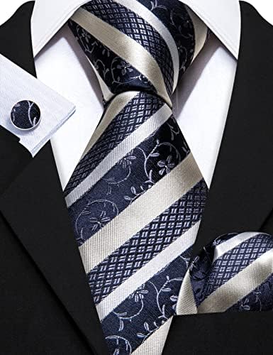 בארי.וואנג פורמליות פס עניבת סט עם מטפחת חפתים משובץ עניבות ועניבה קליפסעסק מסיבת עיצוב