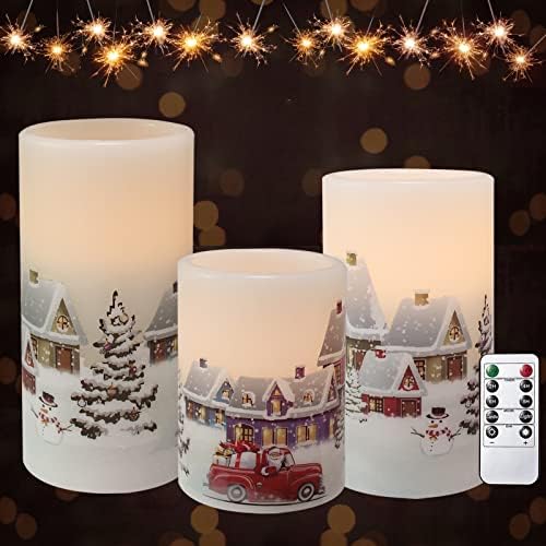רק נרות חג מולד עם נרות חג מולד מרוחקים, LED עם טיימר, נרות חסרי פחם חג המולד מהבהבים, נרות עץ חלון