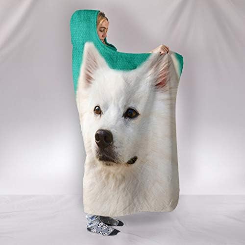 Pawlice American American Eskimo Dog Print שמיכה עם ברדס