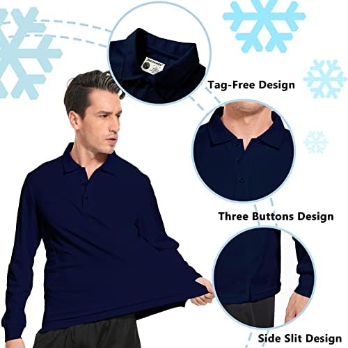 חולצות שרוול ארוך לגברים UPF 50+ הגנת שמש גולף פולו חולצה לייבוש מהיר של חולצת אימונים ספורטיבית