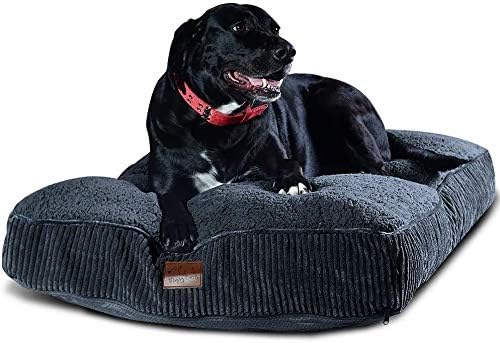 מיטת כלבים גדולה במיוחד של תקליפים עם שני כיסויים רחיצים נשלפים ומכונים ומכונים. הניתן להחלפה 2 ב -1, כרית