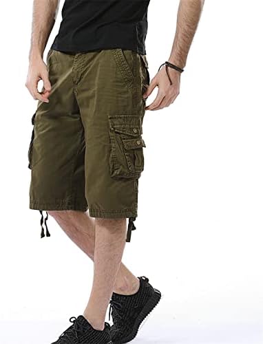 גברים של כותנה אריג רב כיסים מכנסיים קצרים קל משקל כושר רגוע מטען קצר מזדמן חיצוני צבאי קצר מכנסיים