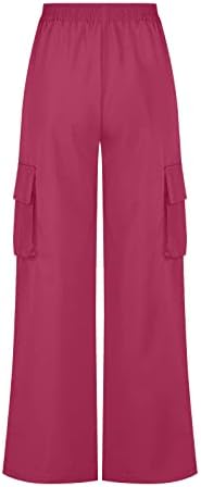 מכנסי טרנינג מטען לנשים בכיסי דש עם מותניים גבוהים רצים רגל רגל רחבה מזדמנים מכנסי טרקלין חיצוניים