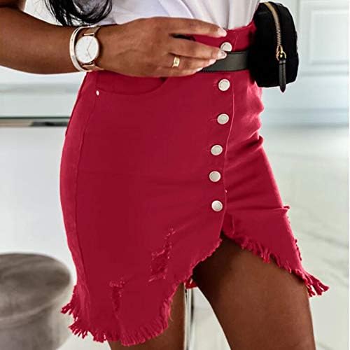 חצאיות פתוחות מיני חצאית בכושר דק כפתור פיצול עיצוב ג ' ינס חצאית בכושר דק חצאית קיץ אופנה