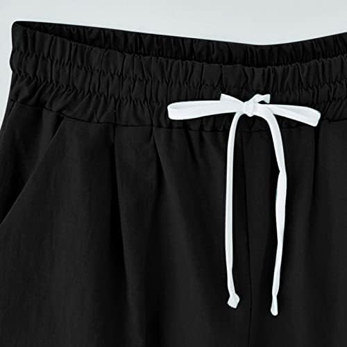 מכנסי מטען של נשים נשות כותנה פשתן 5 '' חדר כושר קיץ קיץ יוגה אימון מכנסי ספורט משיכת מותניים אלסטיים
