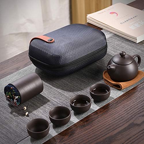 ערכת תה סינית של המוטון קונגפו סט תה נייד נסיעות ניידות Kungfu Zisha SET SET עם קומקום תה קומקום כוסות תה מיכל