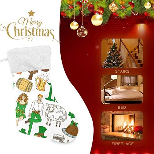 סמלים איריים של פימילאגו גרבי חג המולד 1 חבילה 17.7 , גרביים תלויים לקישוט חג המולד