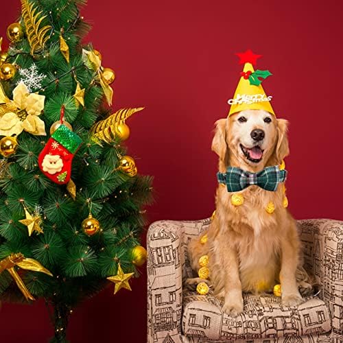 צווארון כלב זנב קטן אלגנטי עם קשת - צווארון משובץ חג המולד קשת קשת ילד ילדה כלב פרפר פרפר חיית
