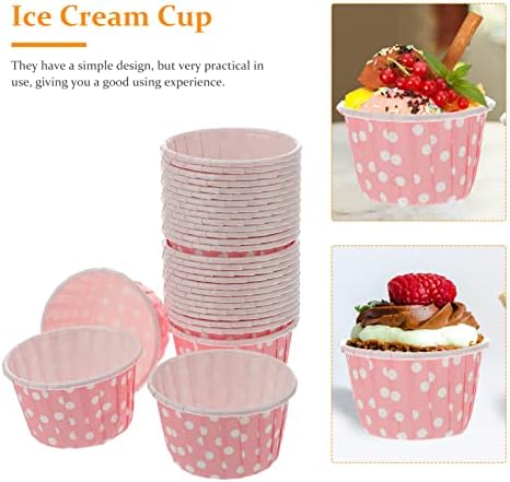 50 יחידות קרח קרם נייר כוסות גלידת קערות קינוח כוס דוט נייר יוגורט כוסות עבור חם או קר מזון, צבעוני נייר כוסות