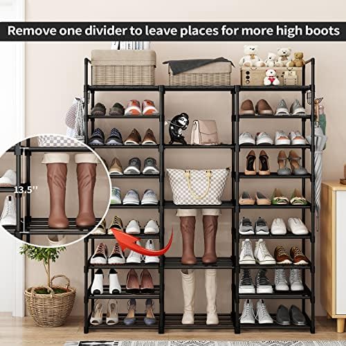 נעל מתלה ארגונית עבור כניסה ארון 9 שכבות, גדול נעל אחסון מדף עבור 50-55 זוגות נעליים ומגפיים, שטח
